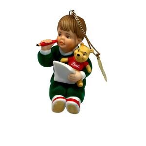 Ahston Drake Ornament A Letter to Santa boy with pooh felt and ceramic